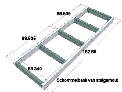 Schommelbank zelf maken, stap 1 van de bouwtelening.