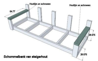 Tuinschommel bouwtekening stap vier.