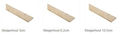 Drie maten steigerhout planken.