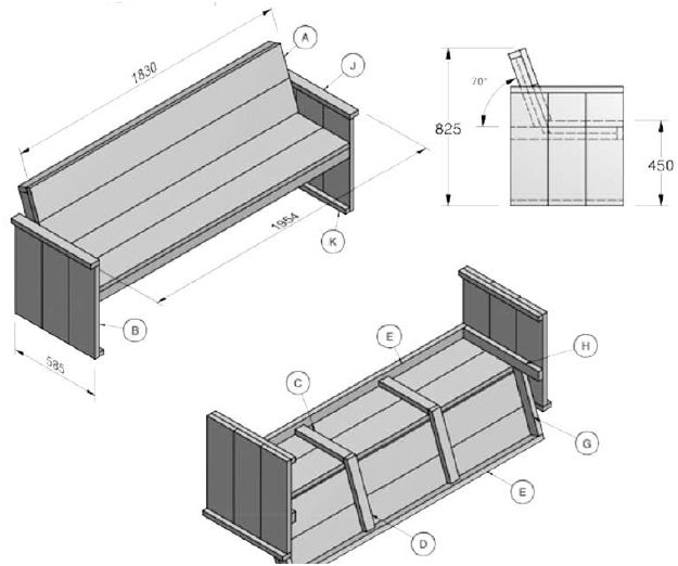 Bouwtekeningen voor tuinbanken, steigerhout pallets.